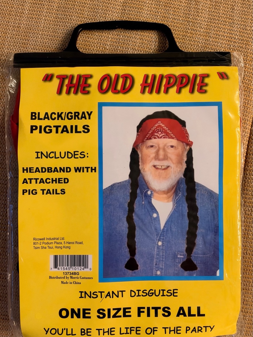 The Old Hippie Black/Gray Pigtails Headband - Instant Disguise